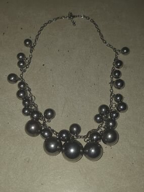 Silver Ball Cluster Statement Necklace - Women Jewelry